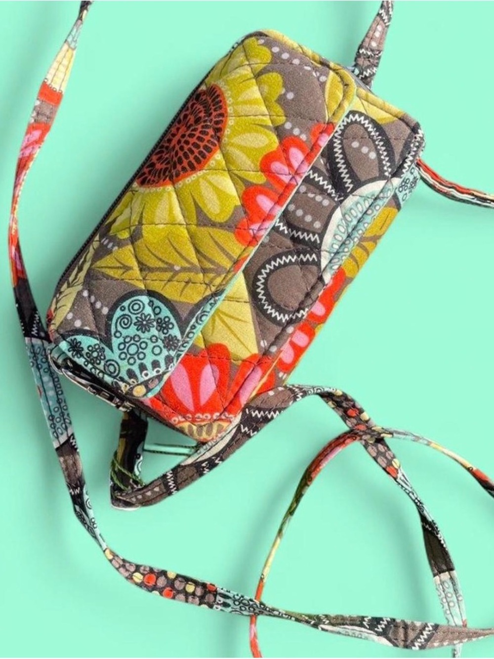 NWT Vera Bradley Sundlower floral Quilted Crossbody purse wallet